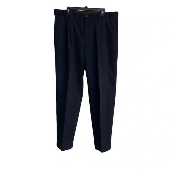 Haggar men’s navy dress pants pleated front size 40x32 100% cotton - Picture 1 of 6